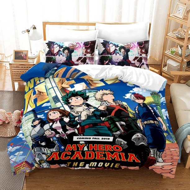 My hero Academy Anime Gift Quilt Duvet Cover Set Pillowcase Bed Linen3-Piece Bedding Set