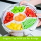 thumbnail image 2 of Bandeja para verduras con tapa para refrigerador (2 unidades), transparente, con compartimentos para salsas, aperitivos y 6 compartimentos para fiestas, bandeja reutilizable para frutas y cenas, organ, 2 of 7