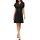 thumbnail image 2 of INSPIRE CHIC Vestido de manga corta para mujer con cuello en V, mangas de pétalo, vestido casual elegante midi con cinturón M Negro, 2 of 6