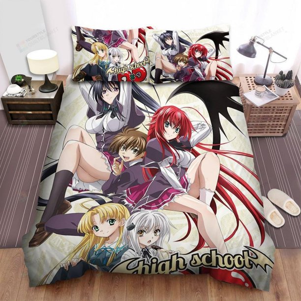 High School Dxd Anime Characters Quilt Duvet Cover Set Bedspread Pillowcase 3-Piece Bedding Set