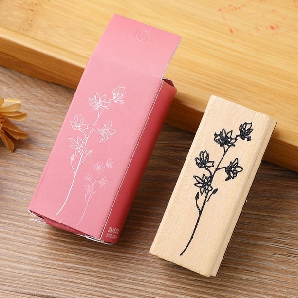 1pc, Vintage Flower and Grass Collection Stamp Set for DIY Crafts and Scrapbooking - Wooden Rubber Stamps for Unique and Personalized Designs