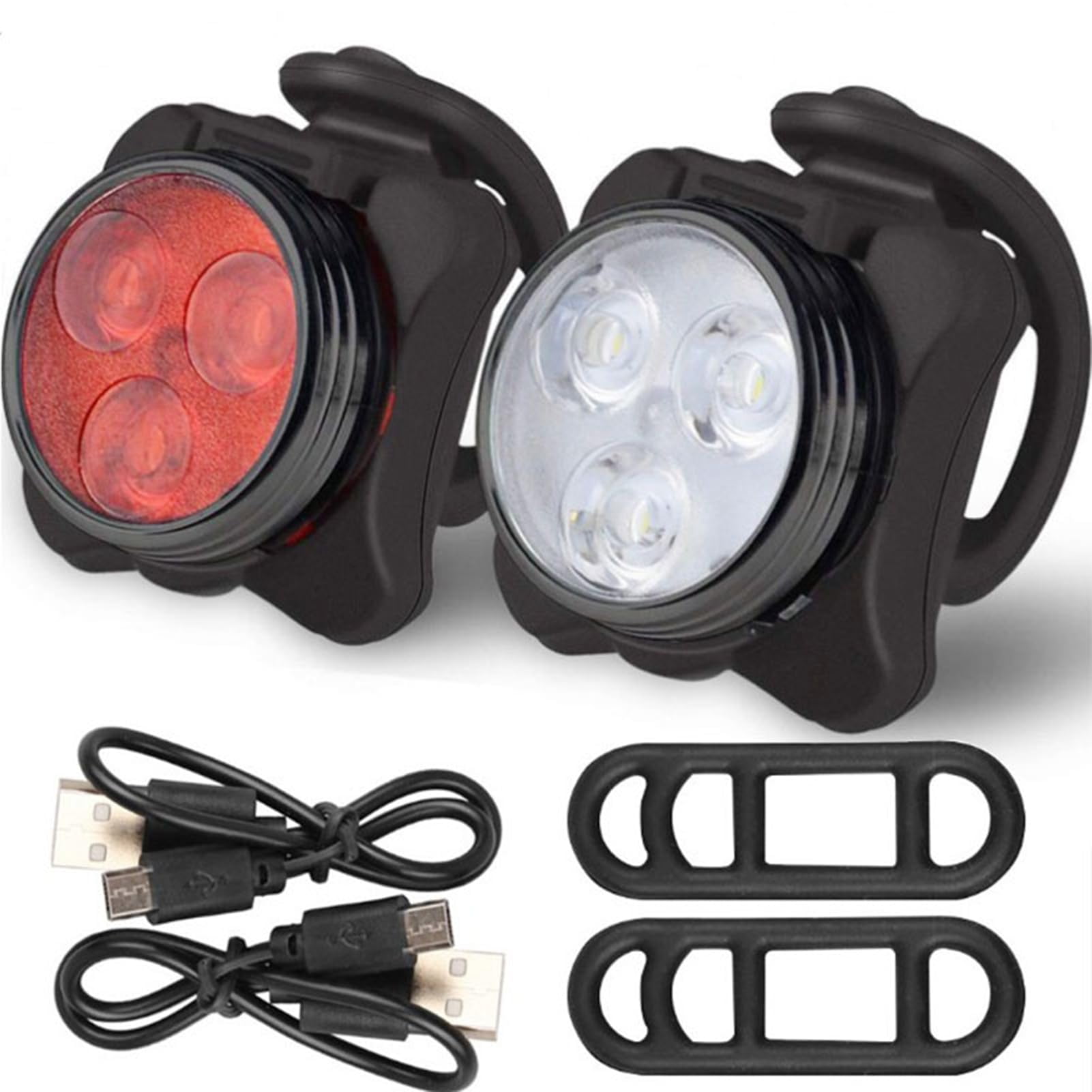 Xusx111 - Luz De Bicicleta Recargable Usb De 2 Piezas, Luces Impermeables De Súper Bicicleta Para Montar Por La Noche 4 Opciones De Modo De Luz Faro De Bicicleta De Montaña Lámpara Led Accesorios De B