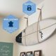 thumbnail image 2 of Soporte de pared para tabla de surf Hang 11 de roble y cuero, blanco, 70 libras (31 kg), 2 of 9