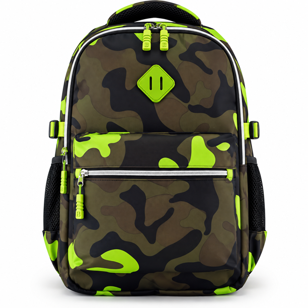 Mochila Semi Acolchada 27 L Camuflada con Bolsillos Laterales