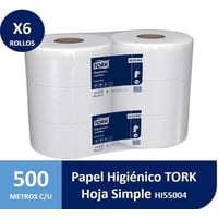 Papel Higiénico Jumbo Tork Universal 6 Rollos De 500 Metros