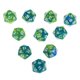 thumbnail image 4 of Dados Poliédricos D20 De 20 Caras De 10 Piezas Para Juegos De Mesa De Dragones Y Mazmorras Verde Púrpura, 4 of 5