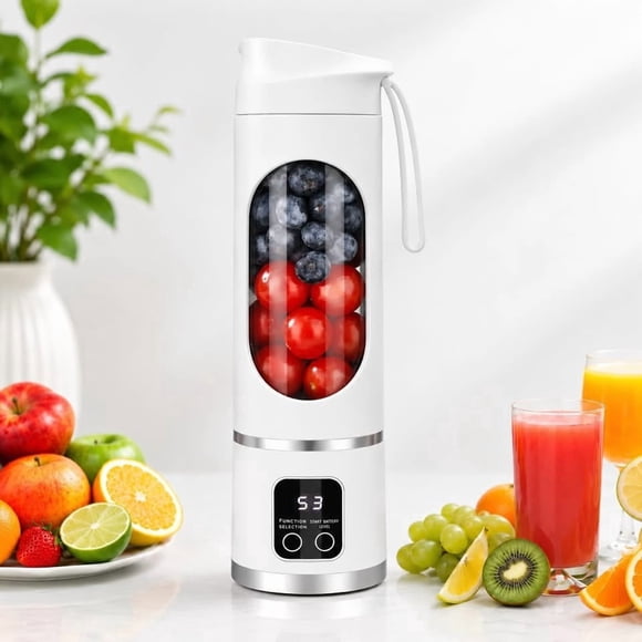 Licuadora Portátil Recargable Con Vaso 450 Ml Blanco