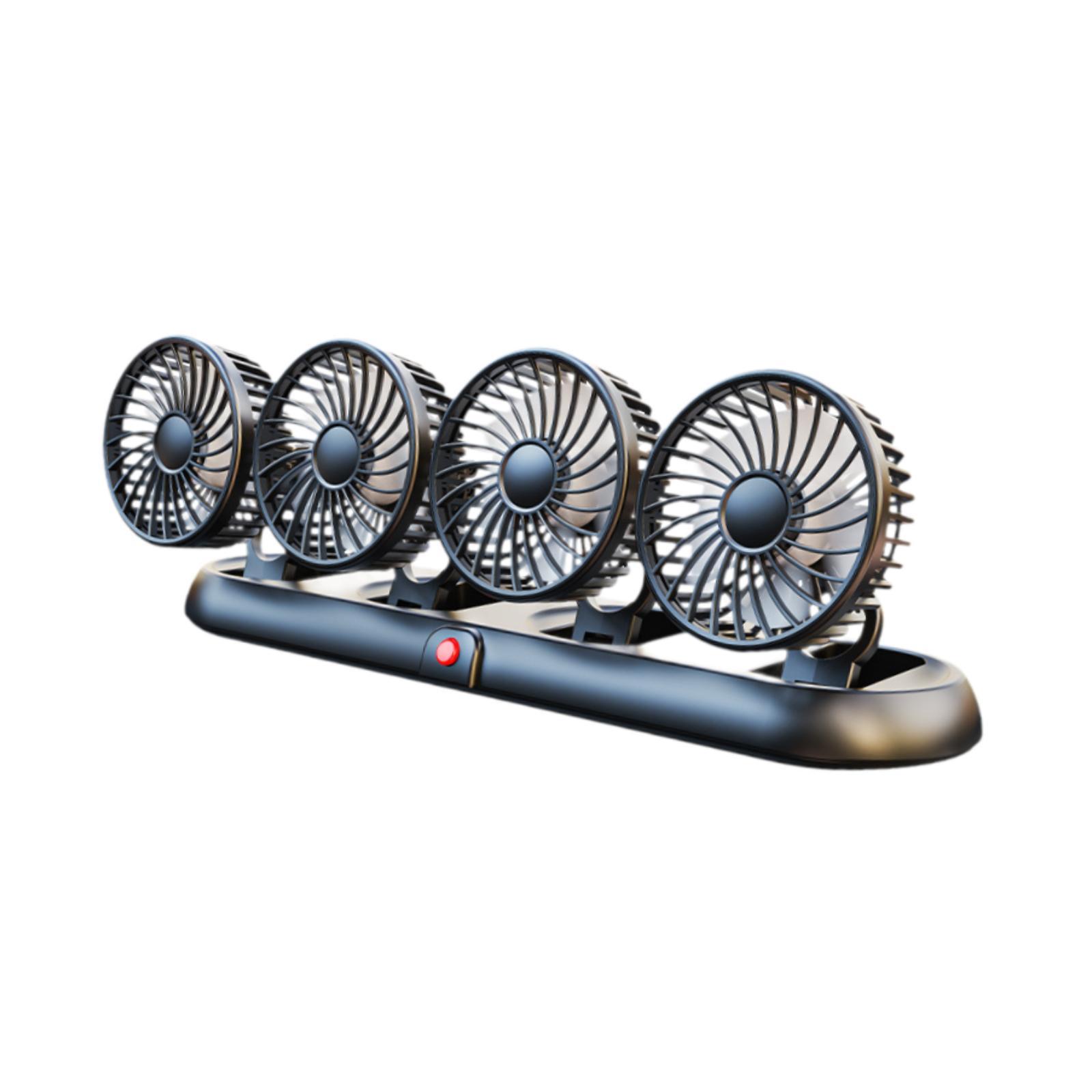 Magideal - 5V Usb 4 Cabezas De La Consola De Automóvil Ventilador De 3 Velocidades Ventilador De Vehículo Ajustable Ventilador Portátil Plegable 360 Degree Rotación
