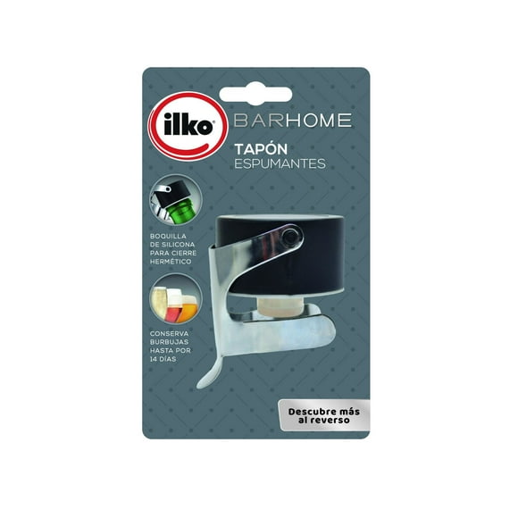 Tapón De Espumante Hermetico 1 Pieza Silicona - Acero Negro - Gris