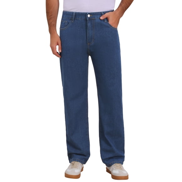 INSPIRE CHIC Jeans Clásicos para Hombre de 5 Bolsillos Ajuste Regular Streetwear Pierna Recta 34 Azul Oscuro
