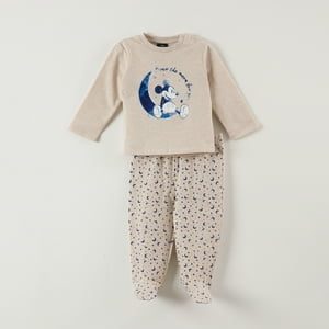 Conjunto Pijama Bebe Mickey Over The Moon Beige Disney