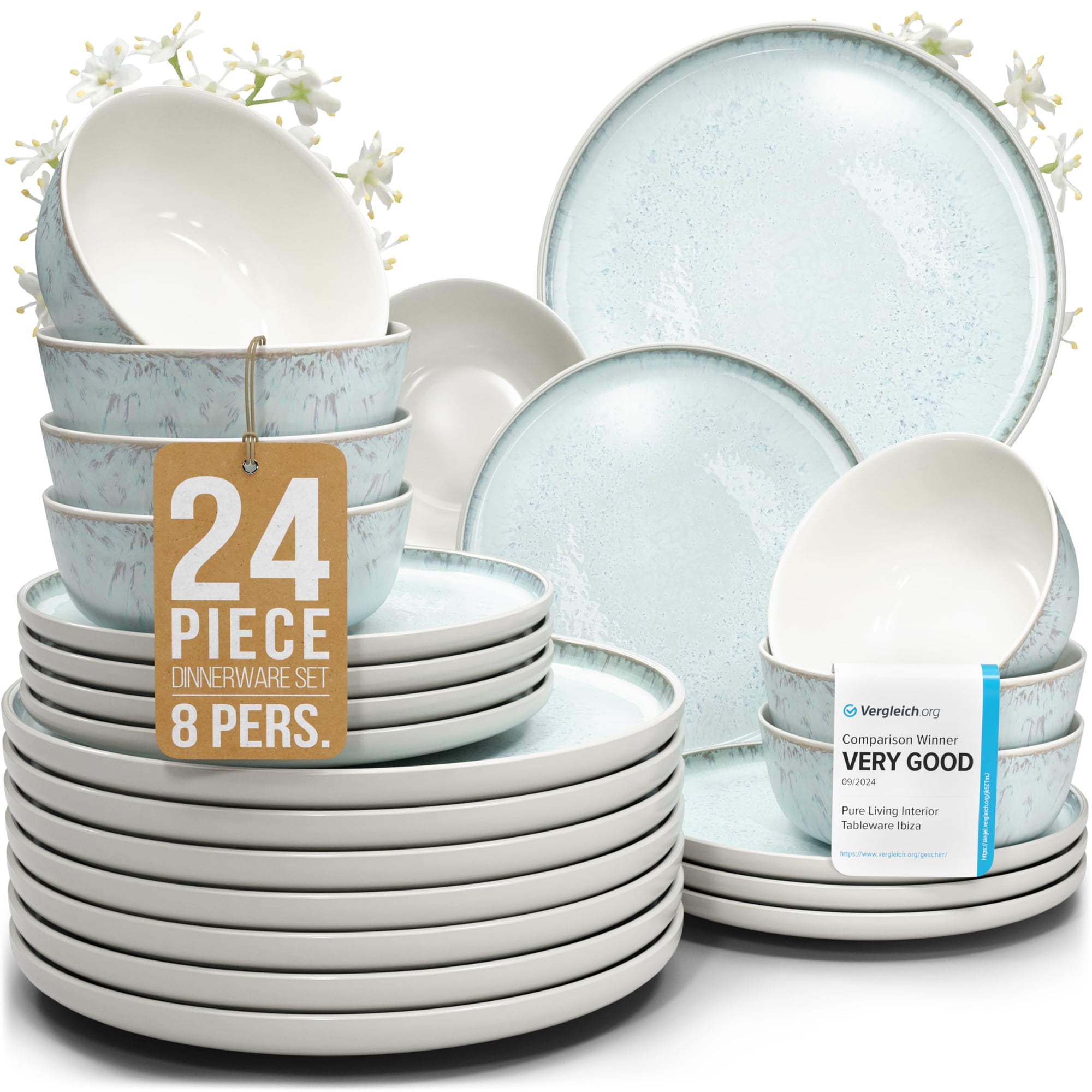 Pure Living Interior Design - Juego De Vajilla Pure Living Stoneware Para 8 Personas, 24 Piezas