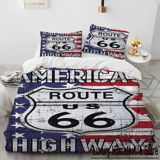Historic Route Mother Road Bedding Set Duvet Cover Bed Set Quilt Cover Pillowcase Comforter king Queen Size Boys AdultBed Sheets