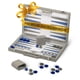 thumbnail image 1 of Juego de backgammon Queensell con estuche de cuero PU gris de lujo, 1 of 9