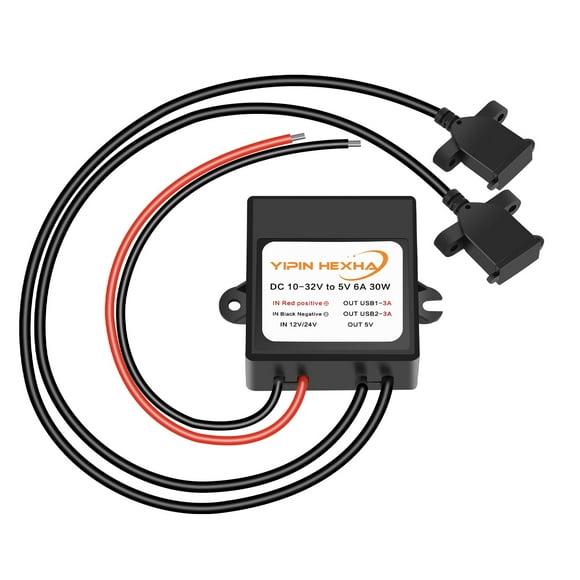 Convertidor DC-DC Yipin Hexha 12V/24V a 5V 6A 30W Doble USB