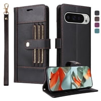 Foxdock Funda Tipo Cartera Para Google Pixel 9 Pro Xl – Cubierta De Cuero Pu Con Múltiples Ranuras, Bolsillo Para Efectivo Y Correa De Muñeca