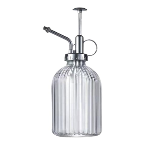 Ioensy - Botella Rociadora De Vidrio Con Bomba Para Regadera, Para Interior, Jardín Y Exterior, Transparente