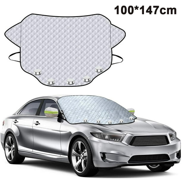 Protector de parabrisas para coche, protector contra hielo y nieve con 4 capas de protección e imanes, diseño de doble fijación, para todo tipo de clima, resistente a los rayos UV.