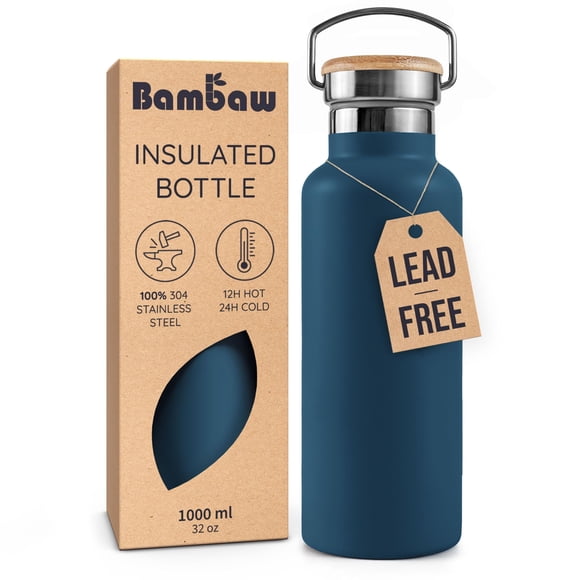 Botella de Agua Térmica Bambaw de Acero Inoxidable Aislada 1L Azul