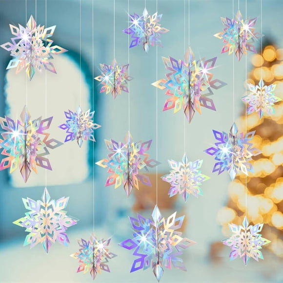 Copos de nieve colgantes 3D iridiscentes GuassLee