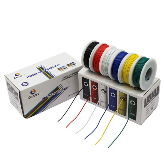 Kit de cables eléctricos CBAZY 28 AWG, 6 colores, 10 m cada uno