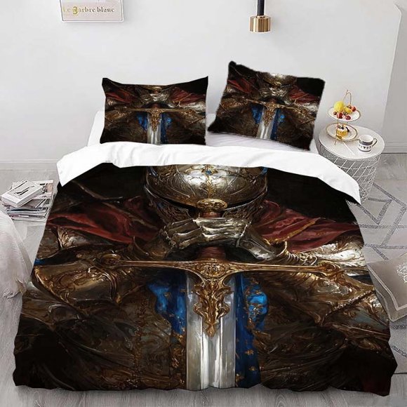 Magnificent Knight Themed Bedding Set Soft and Comfortable All-Season Duvet Cover and Pillowcase Set Ideal for Home and Bedroom Guest Room
