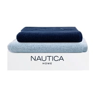 Set 2 Toallas Nautica Heaven Cara+Mano 100% Algodón Alta Calidad Azul Celeste