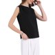 thumbnail image 4 of INSPIRE CHIC Blusa sin mangas casual para mujer con cuello redondo y hombros fruncidos XL Negro, 4 of 5