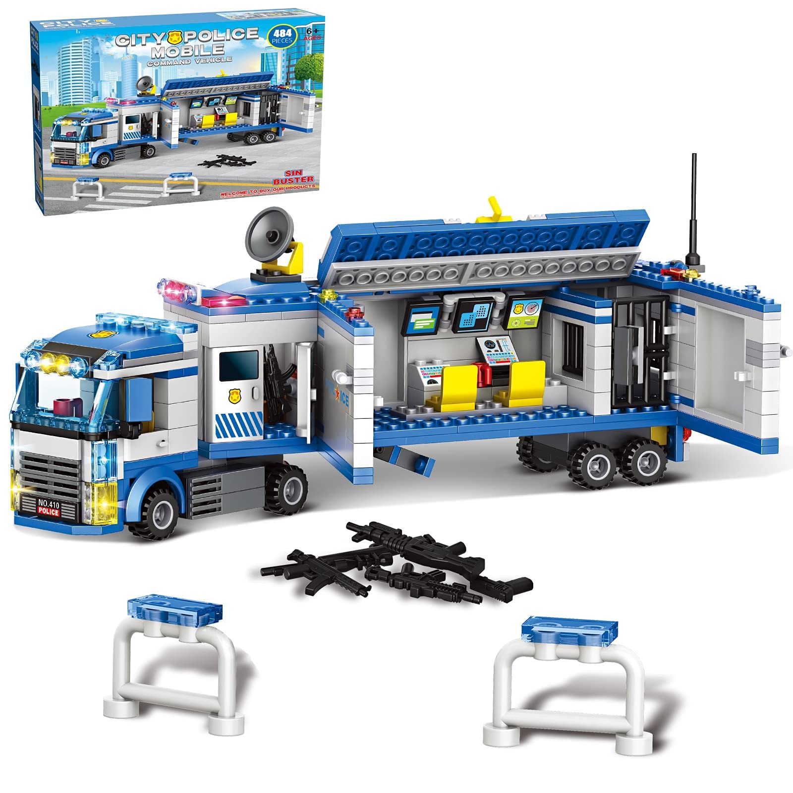 Inratell - Building Blocks City Police Mobile Command Center, Camión, 484 Piezas