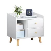 Importclick - Velador 2 Cajones Madera 43X30X48 Cm Blanco