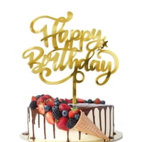 Adorno Para Tartas Crseniny Happy Birthday, Acrílico Dorado