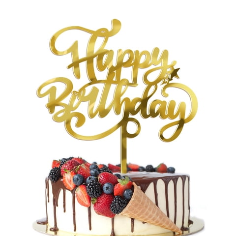 Adorno Para Tartas Crseniny Happy Birthday, Acrílico Dorado