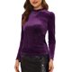 thumbnail image 1 of INSPIRE CHIC Blusa de Mujer de Terciopelo Brillante Metálico con Cuello Simulado y Mangas Largas Abullonadas S Púrpura Oscuro, 1 of 6
