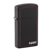 Encendedor Zippo 1618Zb Slim Black Matte Red Border & Logo