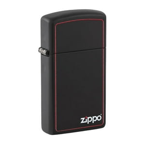Encendedor Zippo 1618Zb Slim Black Matte Red Border & Logo