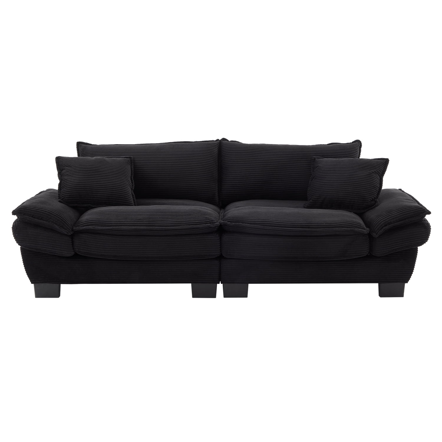 M&ms - Corduroy Sofa Sleeper Couch Loveseat Sofa With Pillows Comfy Upholstered Deep Seat Sofa For Bedroom,living Room,apartment,office,dorm-black Corduroy