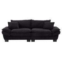 M&Ms - Corduroy Sofa Sleeper Couch Loveseat Sofa With Pillows Comfy Upholstered Deep Seat Sofa For Bedroom,Living Room,Apartment,Office,Dorm-Black Corduroy