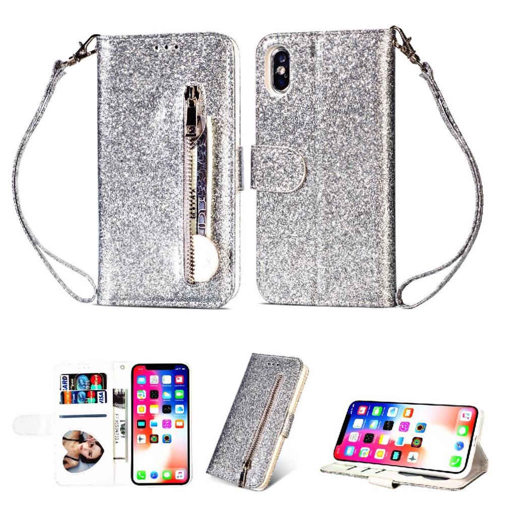 Foxdock - Funda Para Elegante Funda Iphone X/Iphone Xs Glitter Con Cremallera-Ideal Para El Uso Diario