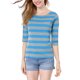 thumbnail image 5 of INSPIRE CHIC Camiseta de Mujer con Mangas al Codo Cuello Redondo Ajustada Básica Casual Estampada Azul Gris 3XL, 5 of 8