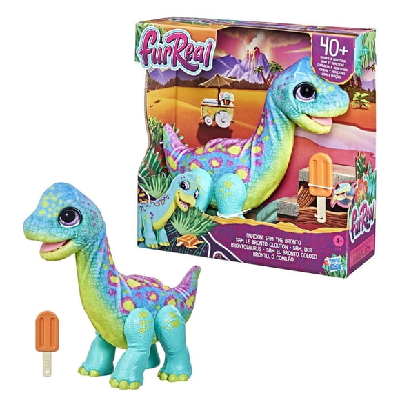 Mascota interactiva Fur Real Snackin' Sam, el dinosaurio Bronto