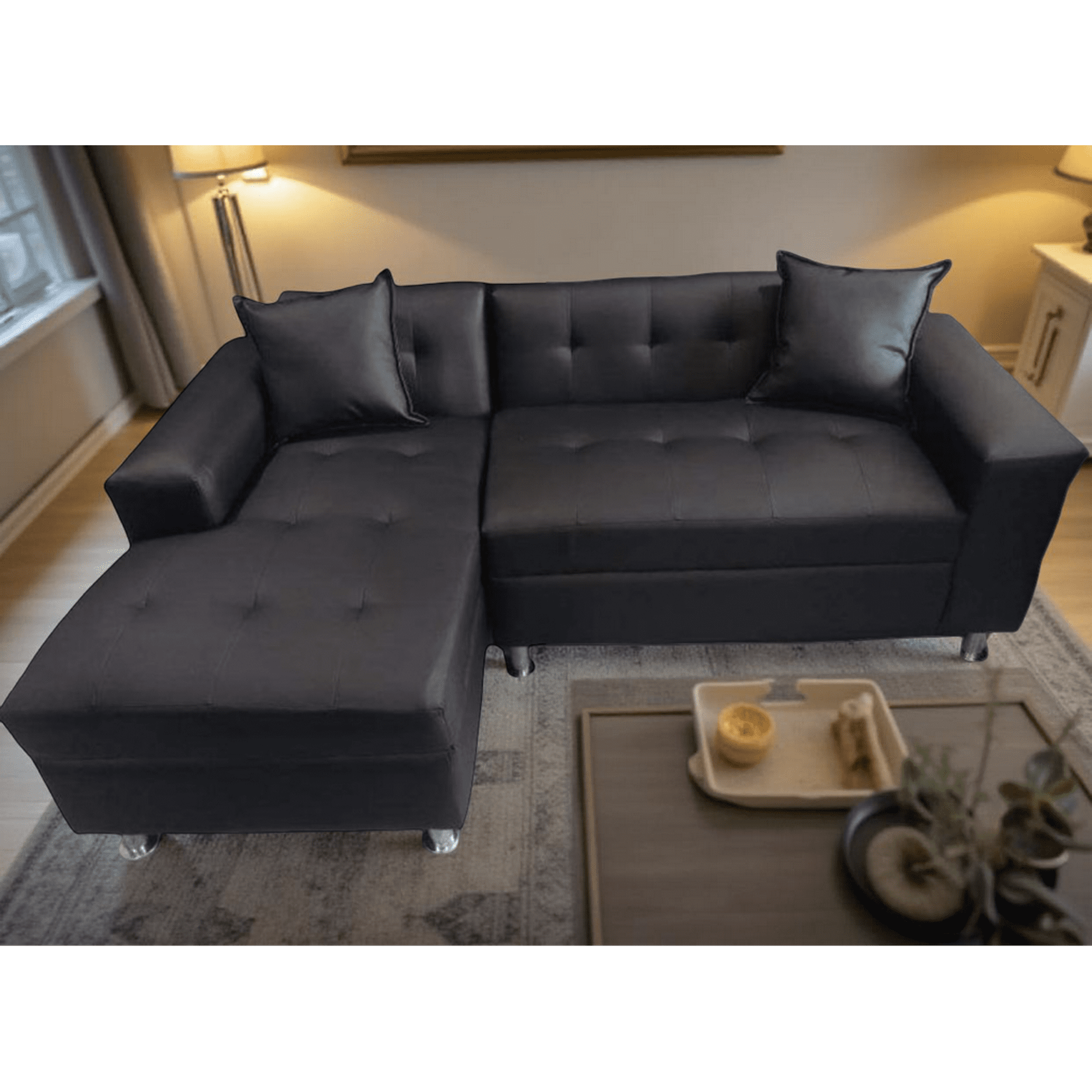 Muebles New - Seccional Milan Izquierdo Negro Ecocuero