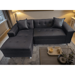 Muebles New - Seccional Milan Izquierdo Negro Ecocuero