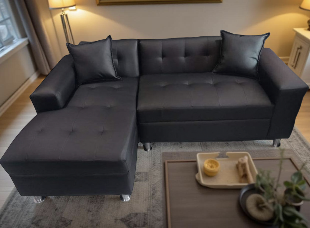 Muebles New - Seccional Milan Izquierdo Negro Ecocuero