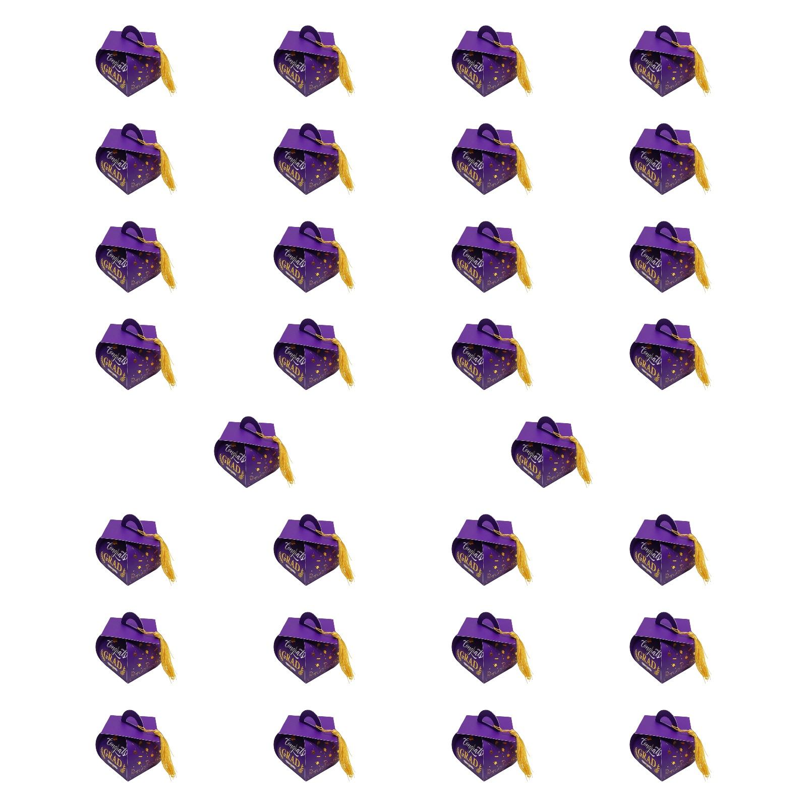 Magideal - 30 Cajas De Regalo Con Forma De Birrete De Graduación, Artículos De Recuerdo Para Fiestas De Graduación, Centros De Mesa Portátiles, Bolsas De Regalo, Púrpura