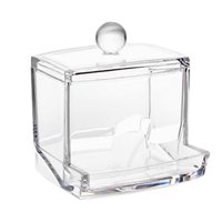 Magideal - Caja De Almacenamiento De Bastoncillos De Algodón Acrílico, Transparente Con Tapa, Portátil, Estuche Organizador , Contenedor Cosmético Para M