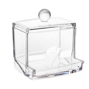 Magideal - Caja De Almacenamiento De Bastoncillos De Algodón Acrílico, Transparente Con Tapa, Portátil, Estuche Organizador , Contenedor Cosmético Para M