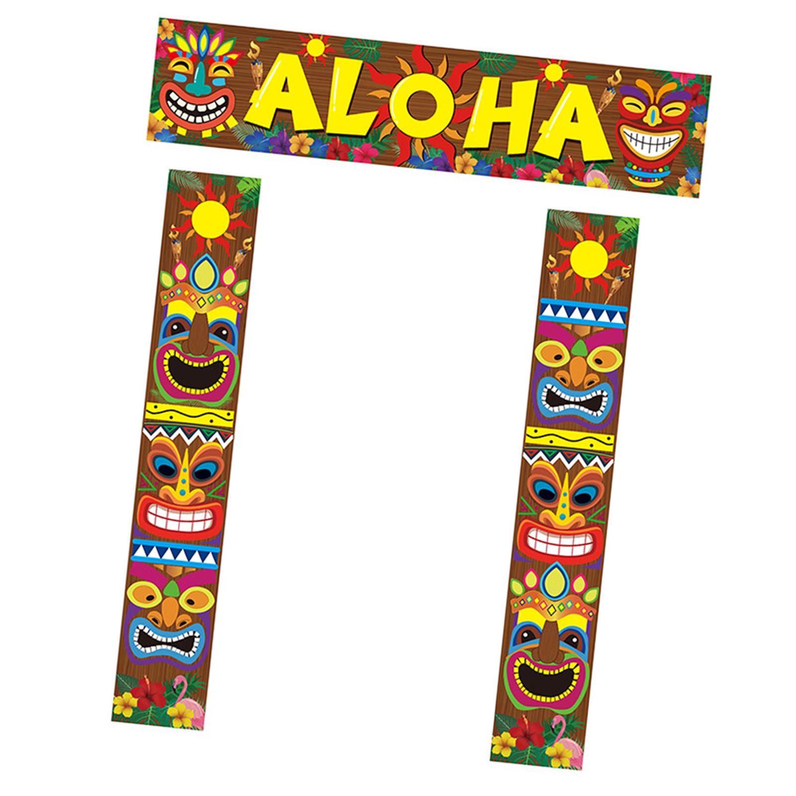 Bothyi - Happy Luau Party Decoration Aloha Tropical Puerta Porche Signos Para Forest Party Couplet Banner