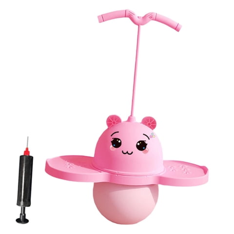 Ioensy - Pogo Ball Con Mango Con Bomba De Bola, Ejercicio Pogo Stick Para Niños Y Niñas, Color Rosa