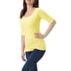 thumbnail image 4 of INSPIRE CHIC Camisetas de Mujer para Regreso a Clases con Cuello de Barco, Mangas Medias, Ajustadas, para Capas, Camiseta Suave Talla L Amarillo Claro, 4 of 6