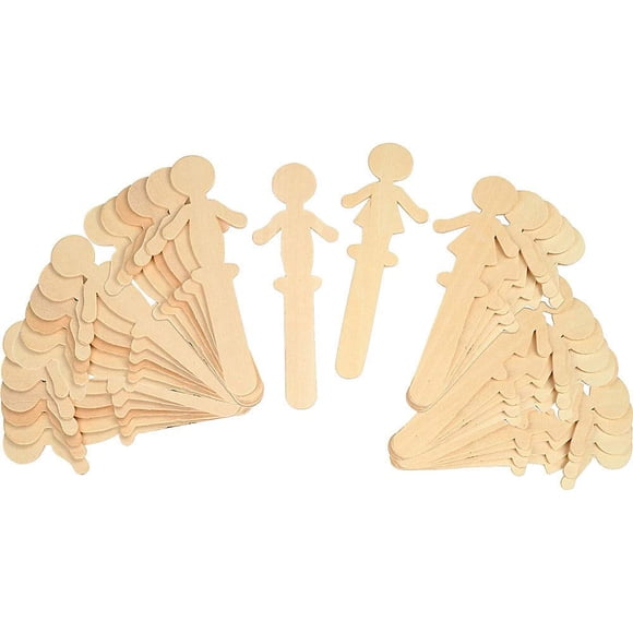 Palitos de madera para manualidades de chenilla Kraft en forma de personas, paquete de 36 unidades